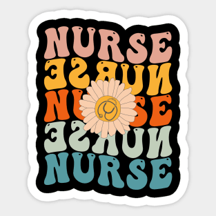 Retro Groovy Nurse Life For Women Nursing For Nurses Week Funny Shirt Sticker